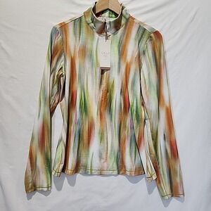 CALIA Women's M Tissue‎ Texture UV 1/4 Zip Golf Pullover, Medium, Filtered Flora